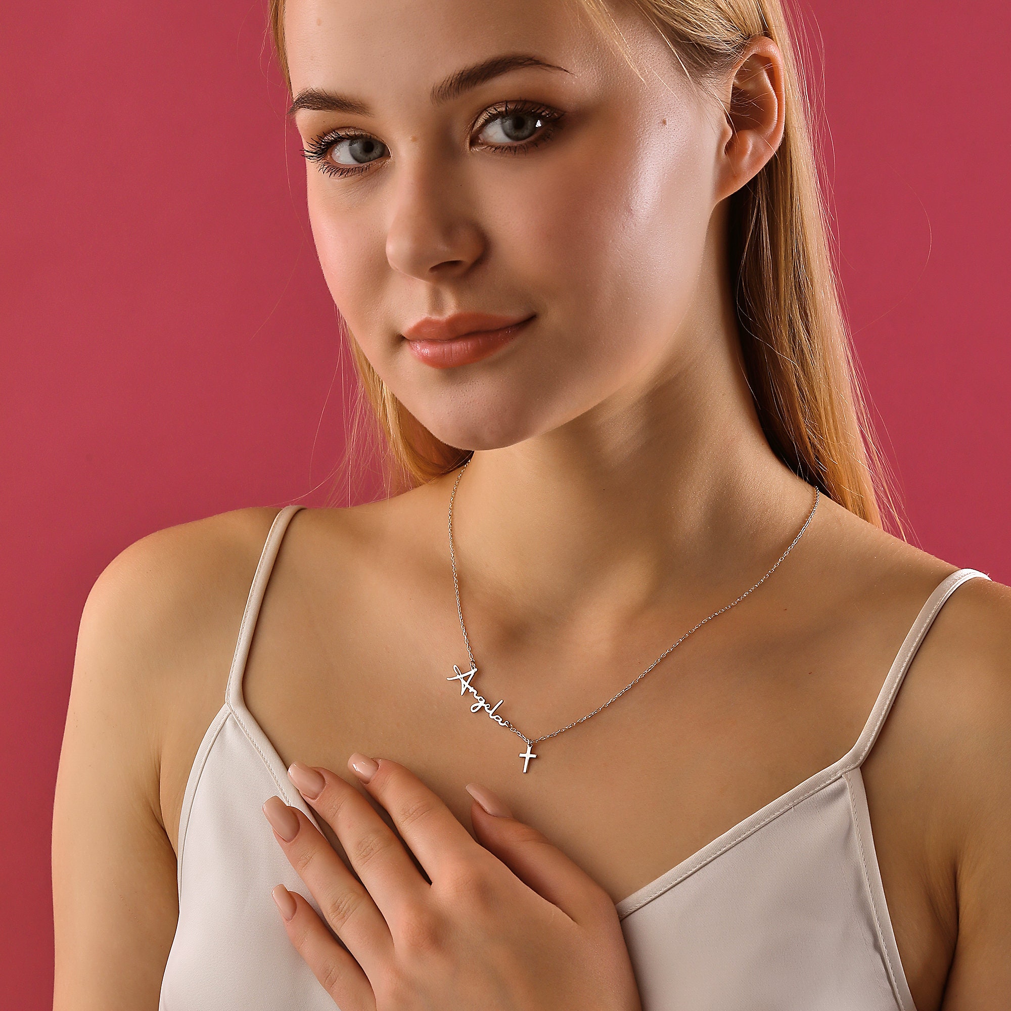 Custom Made Necklace Name Necklace With Custom Charm Snowflake Charm custom-made-necklace-name-necklace-with-custom-charm-snowflake-charm