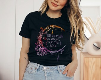 The Moon Is Magic For The Soul T-Shirt Whimsigoth Shirt Fairycore Shirt Goblincore Shirt Dark Academia Shirt Whimsigoth Clothing