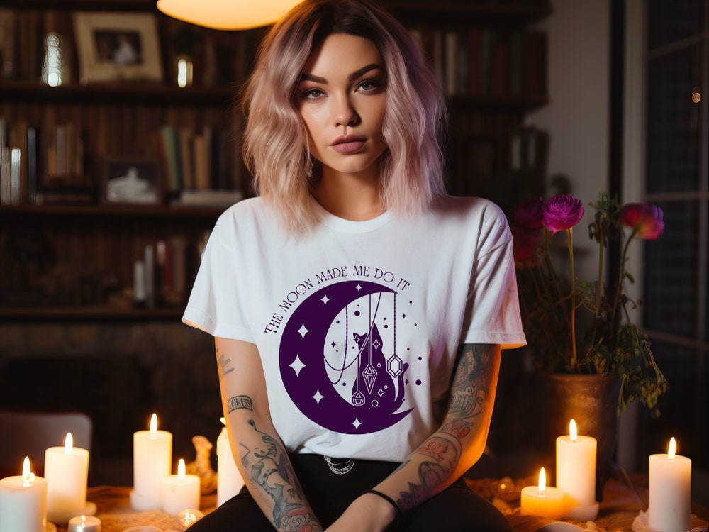 New Fashion The Moon Made Me Do It T-Shirt Whimsigoth Shirt Mystical Shirt Fairycore Shirt Poet Shirt Goblincore Shirt Fairy Shirt Crystal Shirt
