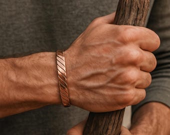 EMBER | Twisted Pure Copper Cuff Bracelet – Adjustable Solid Copper Jewelry