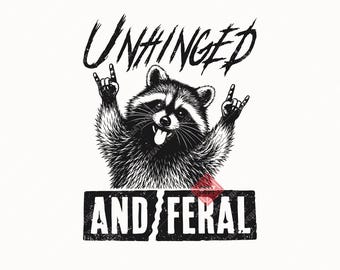 Unhinged And Feral Raccoon SVG+PNG, Vintage Raccoon, Rock'n Roll Raccoon Design For T-Shirt, Sticker, Mug, Bag And More(Digital Download).