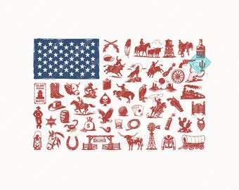 Patriotic Cowboy SVG+PNG, Rodeo Cowboy With American Flag SVG, 4th of July Cowboy, Independence Day Design For T-Shirt, Sticker And More