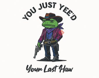 Acabas de decir tu último haw SVG+PNG, divertida rana vaquera vintage, animal retro vintage.