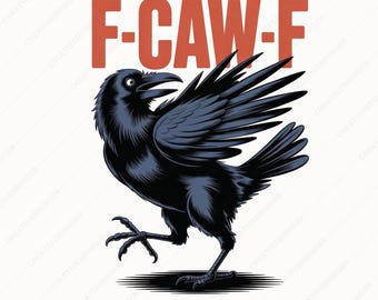 Funny Raven Design PNG, Retro Crow PNG, Trendy Black Crow PNG, Crow Lover Graphic.