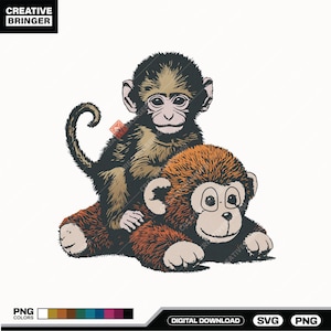 Punch Baby Monkey SVG+PNG, Viral Emotional Plush Monkey, Lonely Cute Monkey, Punch Inspired Design For T-Shirt, Sticker And More.