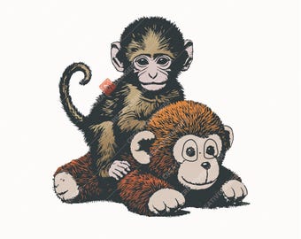 Punch Baby Monkey SVG+PNG, Viral Emotional Plush Monkey, Lonely Cute Monkey, Punch Inspired Design For T-Shirt, Sticker And More.