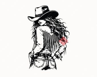 Vintage Cowgirl SVG+PNG, Trendy Western Cowgirl Design For T-Shirt, Sticker, Mug And More(Digital Download).