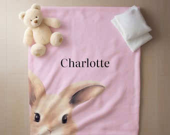 New Baby Blanket With Personalized Name. Custom Name Blanket, Woodland Themed Nursery, Cute Baby Minky Blanket, Gift for Kids, C4-10