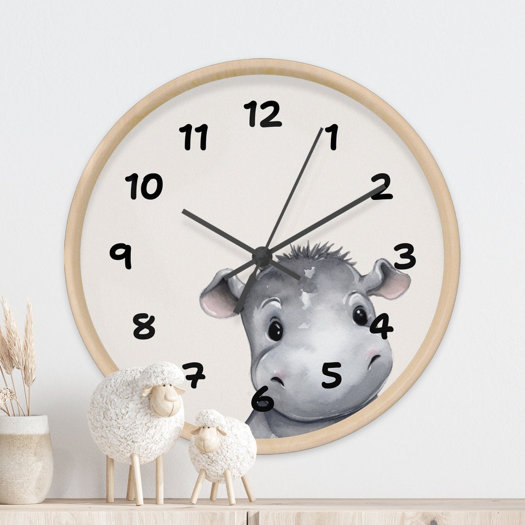 Peakaboo Hippo Childrens Wall Clock Cute Wall Clocks for Etsy