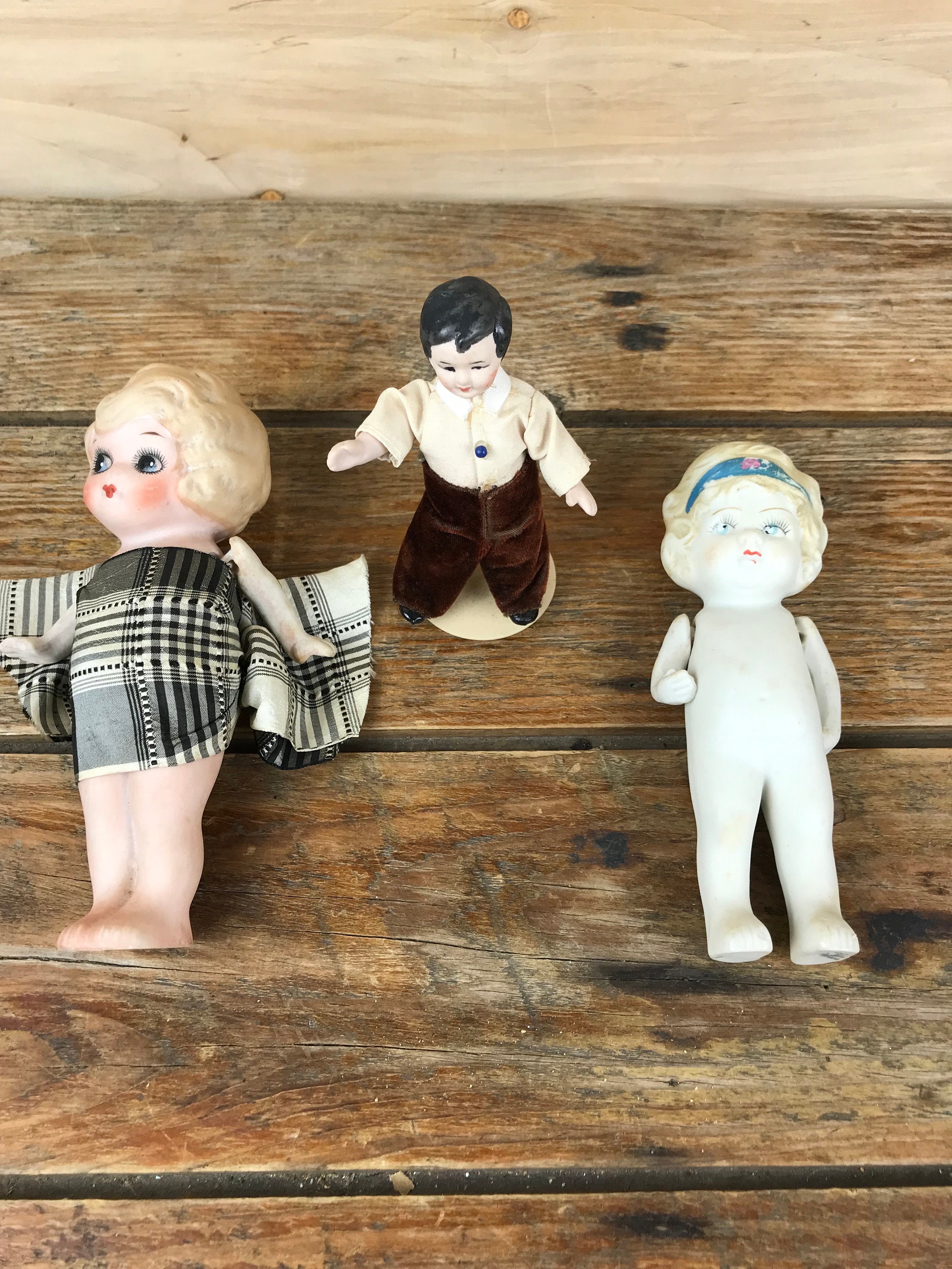 Made in Japan Bisque Dolls, Vintage Miniature Porcelain Bisque Doll  Figurines Japan LOT OF 16