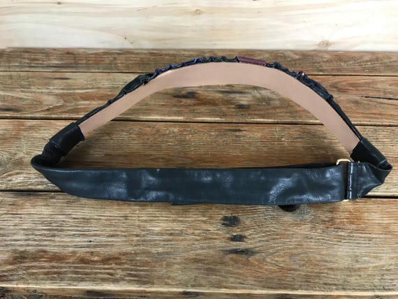 Vintage Handmade? Leather Patchwork Statement Bel… - image 8