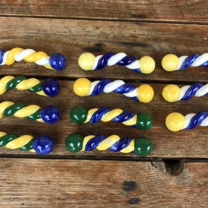 Vintage Whimsical Hand-Painted Ceramic Cabinet Drawer Knobs Twisty Stripe Lot 11