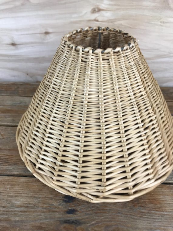Vintage Natural WICKER LAMPSHADE 12" x 8" Tall