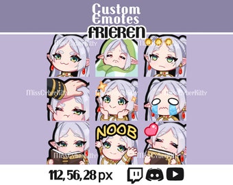 Twitch & Discord Emote Pack | White Hair Elven Mage ( 9 Character Emotes)