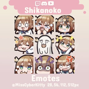 Pakiet niestandardowych emotikonów Twitch & Discord | School Girl Deer God Nokotan (9 emotikonów postaci)