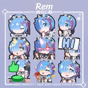 ANIMATED Twitch & Discord Custom Emote Pack | Blue cute demon maid