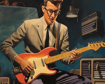 Buddy Holly 001 - The Crickets - Rockabilly - Rock'n'roll - Tex Mex  - DIGITAL DOWNLOAD - ( ideal for cards, posters etc)