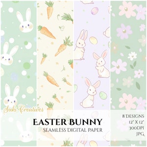 Osterhase | 8 Nahtlose Designs - Digitale Papiere | Kartenherstellung, Scrapbook, Junk Journal | Kommerzielle Nutzung möglich