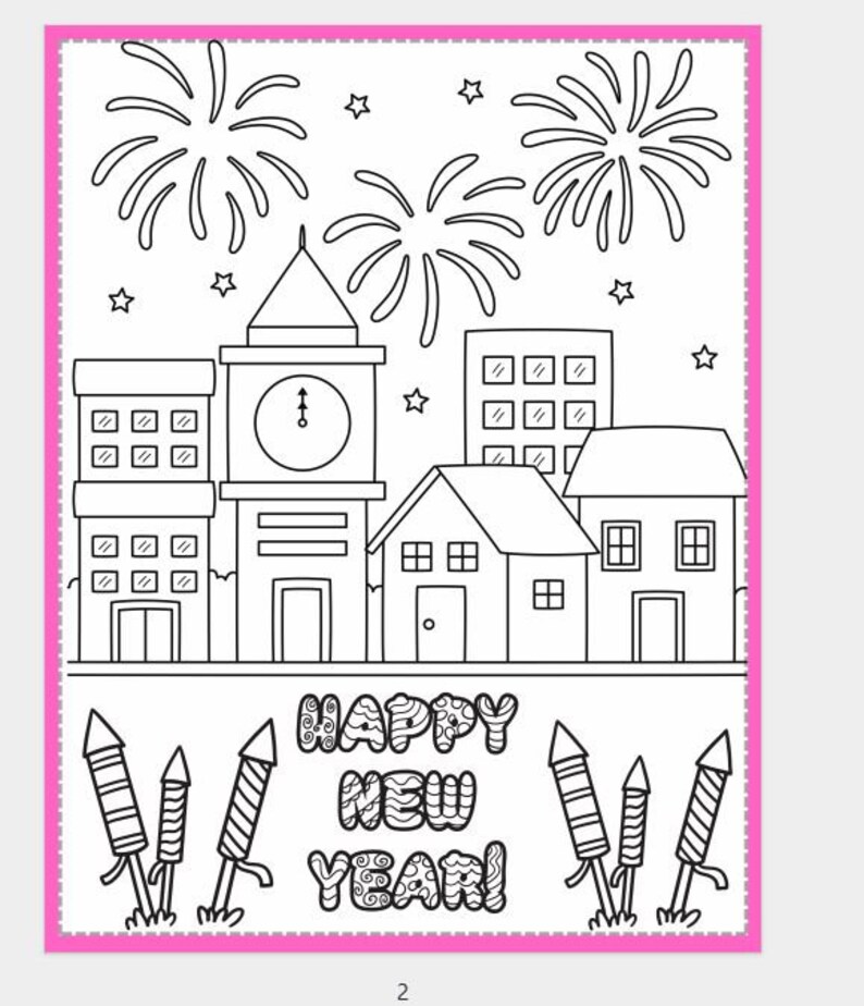 New Years Eve Coloring Sheets, New Year Coloring Sheet, New Years