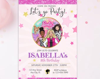 Editable Doll Birthday Invitation, Let's Go Party,  Download Printable