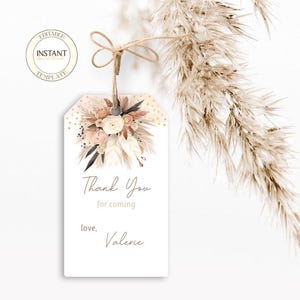 Boho Floral Favor Tag: Wedding, Shower, Birthday (Digital Template)
