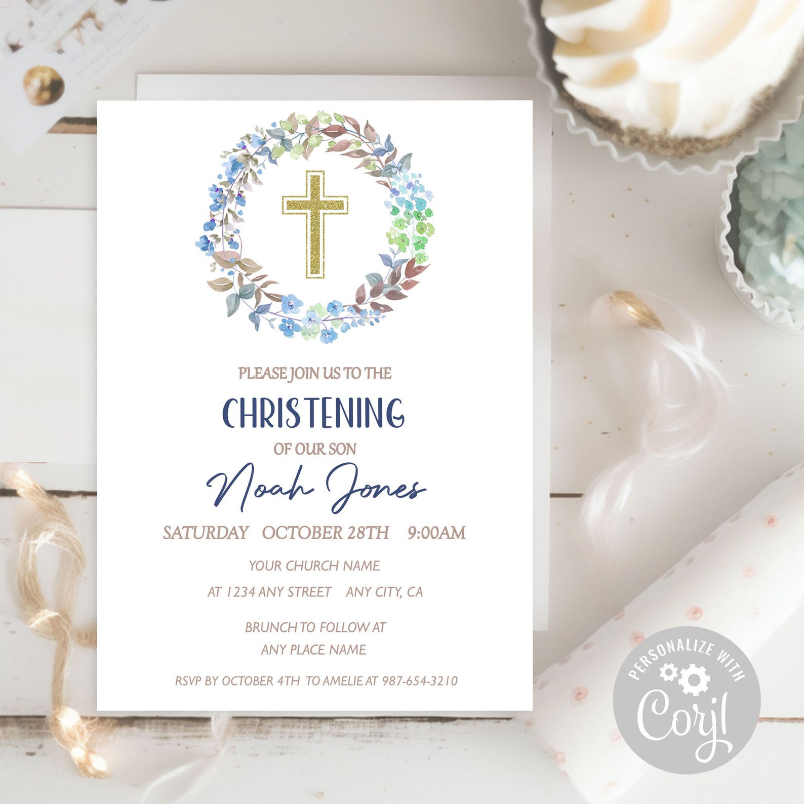 Editable Christening Invitation Boy Christening Invitation Etsy Canada