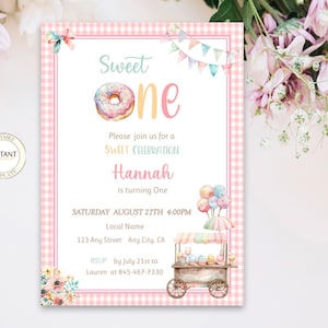 Sweet One Birthday Invitation Editable Candy Land Party Ice Cream Sweet Celebration Invite Digital Template Instant Download Printable