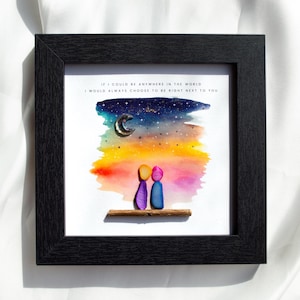 Framed Pebble Art Couple Anniversary Gift, Best Friend Family Mom Adult Daughter Handmade Gift, Pebble Art Home Decor, Personal Wall Hanging
