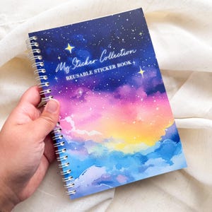 Reusable Sticker Book, Sticker Storage Book, Sticker Collection Journal, Peel-And-Stick Sticker Organizer, Night Sky Reusable Sticker Album