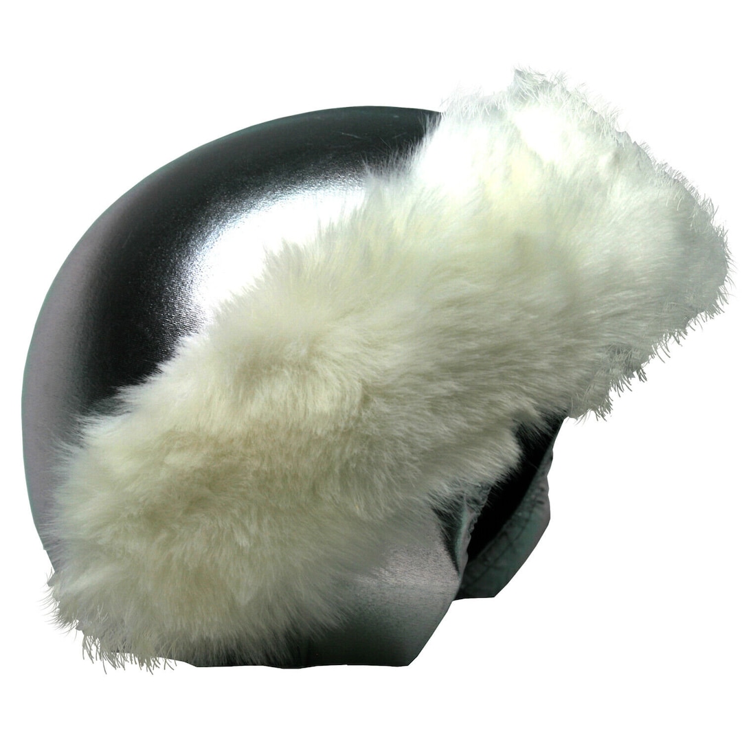 Coolcasc Silver With White Fur Helmet Cover Etsy