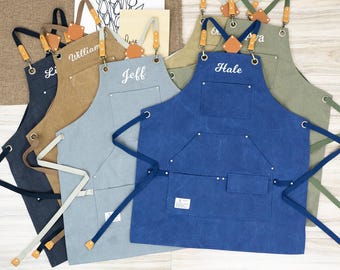 Personalized Canvas Apron: Custom Embroidery BBQ Apron, Men's Gift
