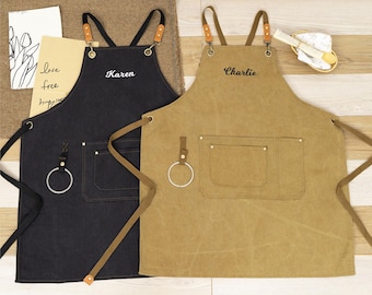 Personalized Canvas Apron: Custom Embroidery Grilling Apron