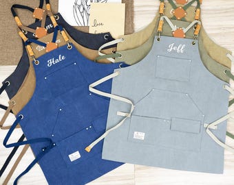 Personalized Canvas Apron: Embroidered BBQ, Garden, or Craft Apron