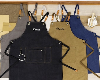Personalized Canvas Apron: Custom Embroidery Cooking BBQ Crafting