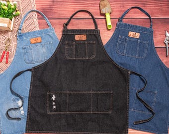 Vintage 50s Denim Work Apron / Selvedge Denim 1940s 1950s