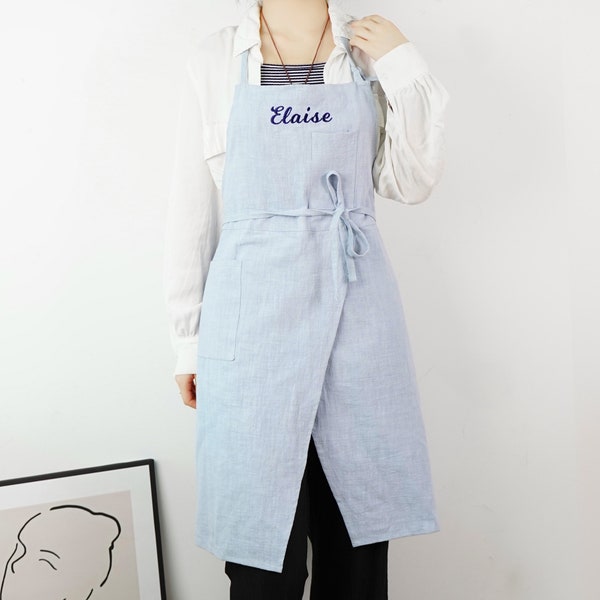 Custom Aprons for Women, Personalized Embroidery Apron, Ladies Apron, Pottery Apron with Split Legs and Pockets, Christmas Gift for Her/Mom