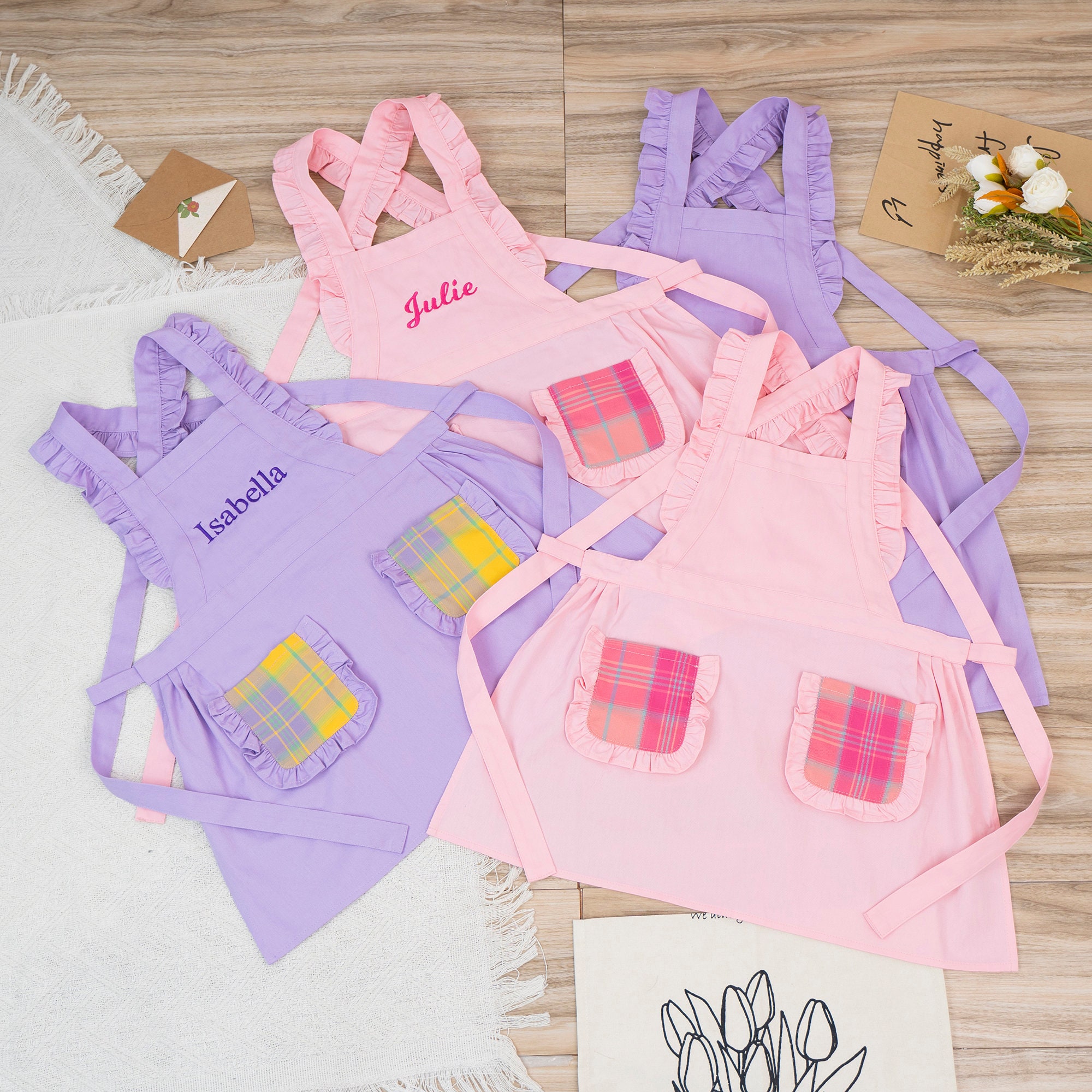 Personalized Kids Apron: Custom Embroidered Toddler Apron With Plaid ...