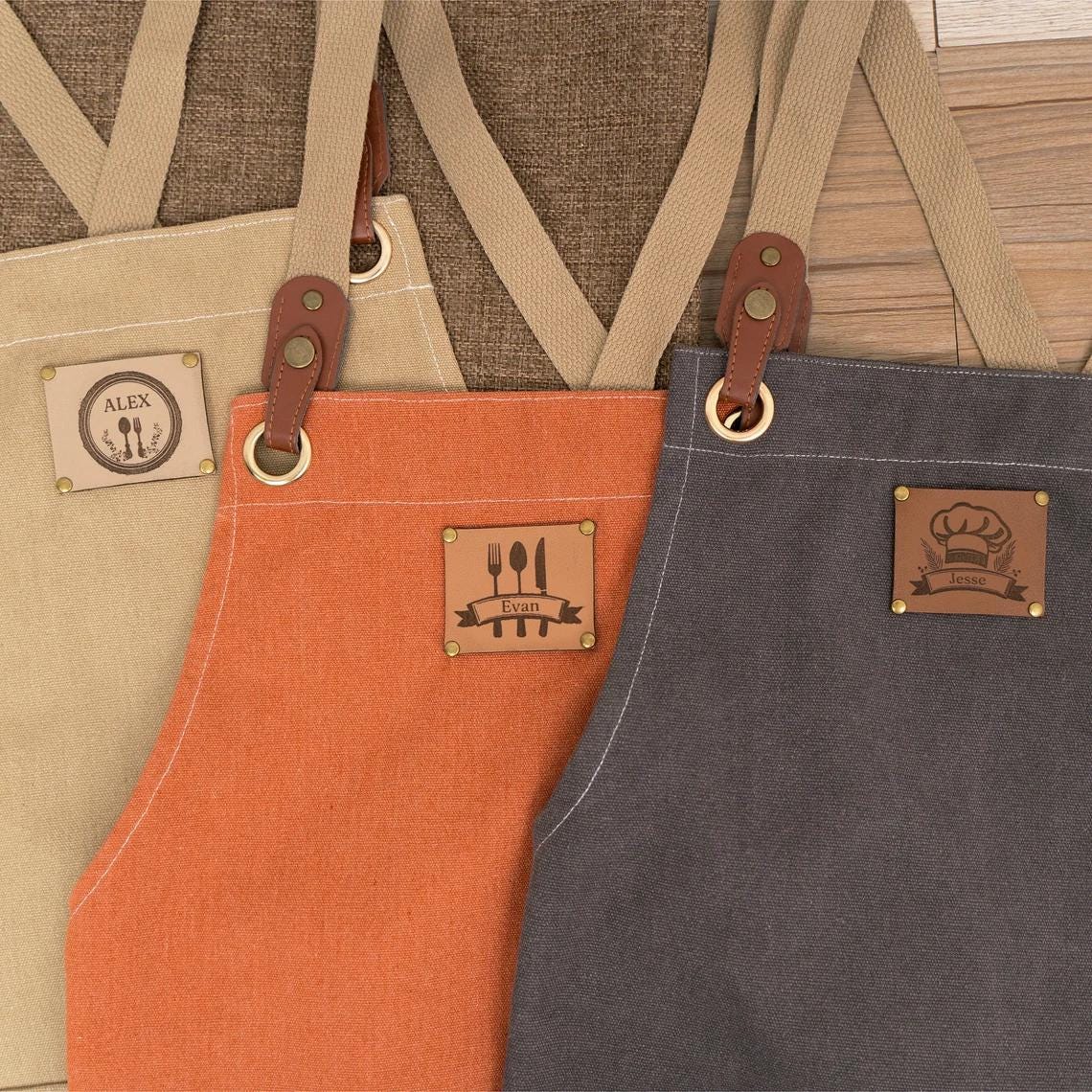 Canvas Apron for Men with Adjustable Straps for Restaurant, Custom Gift for Her, Personalized Apron with Pocket, Barista Gardening Apron