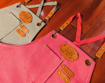 Personalized Canvas Apron: Embroidered Chef Apron with Pockets