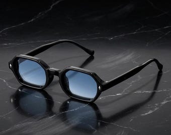 Geometrische Sechseck-Sonnenbrille, Retro-Klarglasbrille, Unisex-Minimalist-Rahmen