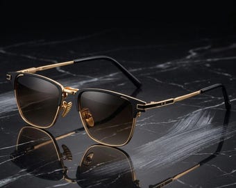 Gafas de sol cuadradas polarizadas – Montura metálica, protección UV400, estilo Clubmaster