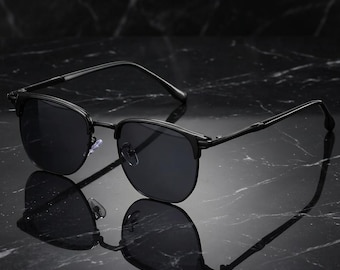 Luxus-Sonnenbrille - Retro Metallrahmen UV400 - Schwarz Grau