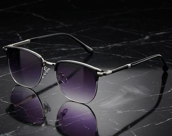 Luxus Verlaufssonnenbrille - Retro quadratischer Metallrahmen UV400 -Silber DoubleGray