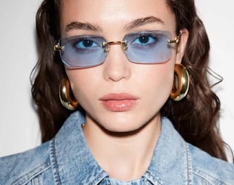 Luxus Randlose Rechteck Sonnenbrille | Y2K Retro Unisex Sonnenbrille
