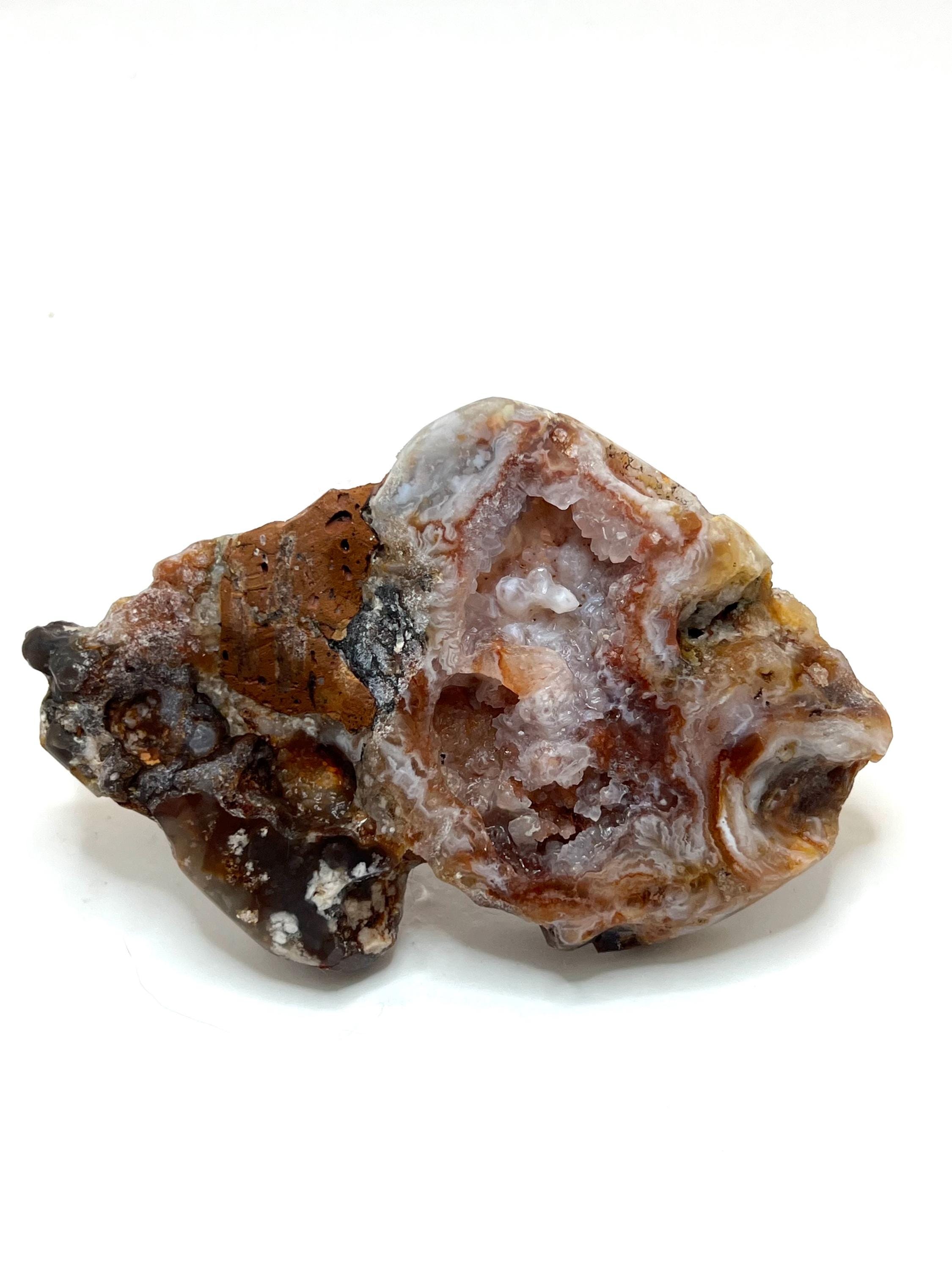 AZ Fire-agate Geode/nodule With Quartz Crystal Interior Inclusion