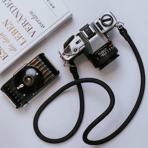 Camera rope, camera strap in black and other colors for analog and DSLR cameras - Vintage Camera Strap