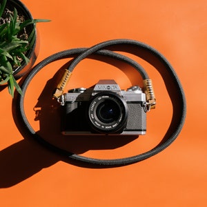 Camera rope, camera strap in black for analog film cameras and DSLR cameras - leather camera strap photographer gift