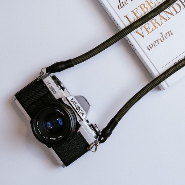 Kameraseil, Kameragurt Grün aus Kletterseil, für Fujifilm, DSLR oder DSLM, Analog- und Streetfotografie - Vintage Camera Strap