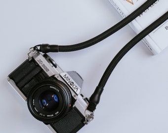 Camera rope, camera strap in black and other colors for analogue and DSLR cameras - Vintage Camera Strap