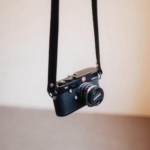Sangle d'appareil photo en cuir vintage - Sangle d'appareil photo noire et marron durable pour appareils photo reflex numériques et analogiques, style vintage
